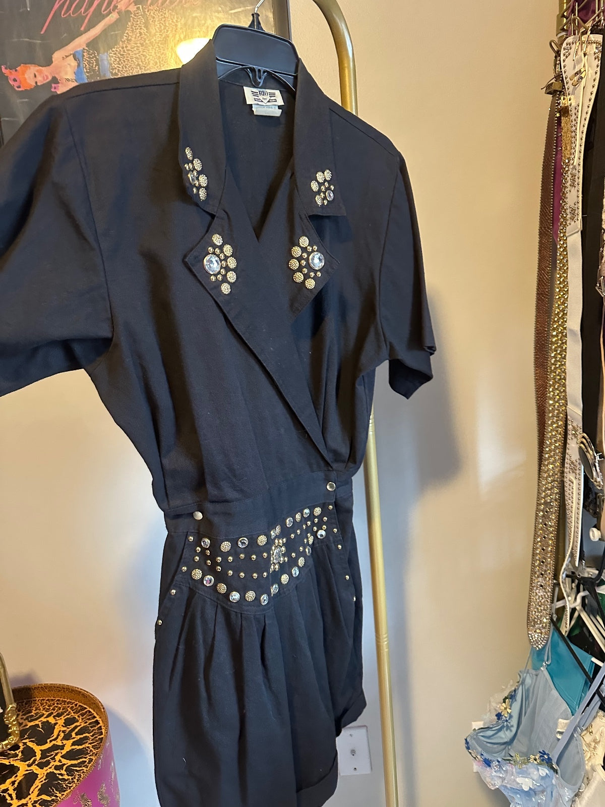 Rio Vintage Black Western Embellished Romper