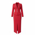Cache x Criscione Red Rhinestone Skirt Suit