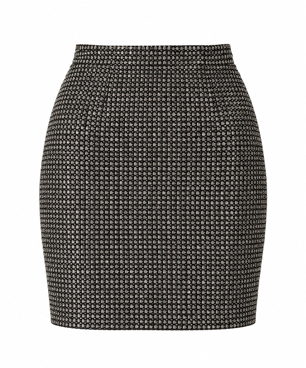 St. John Black & White Knit Mini Skirt