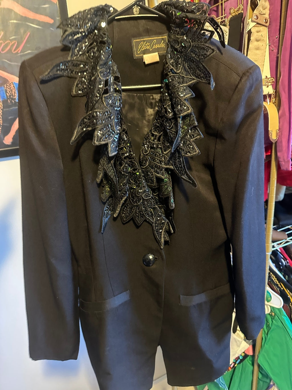 Eletra Casedei Black Embellished Statement Skirt Suit