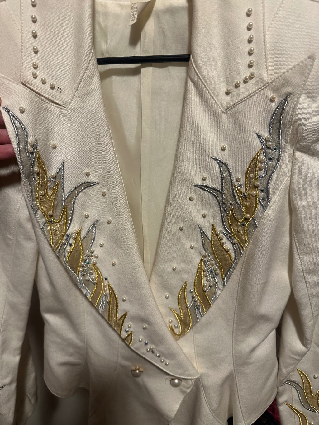 Vintage IIF White Gold & Silver Embellished Statement Blazer