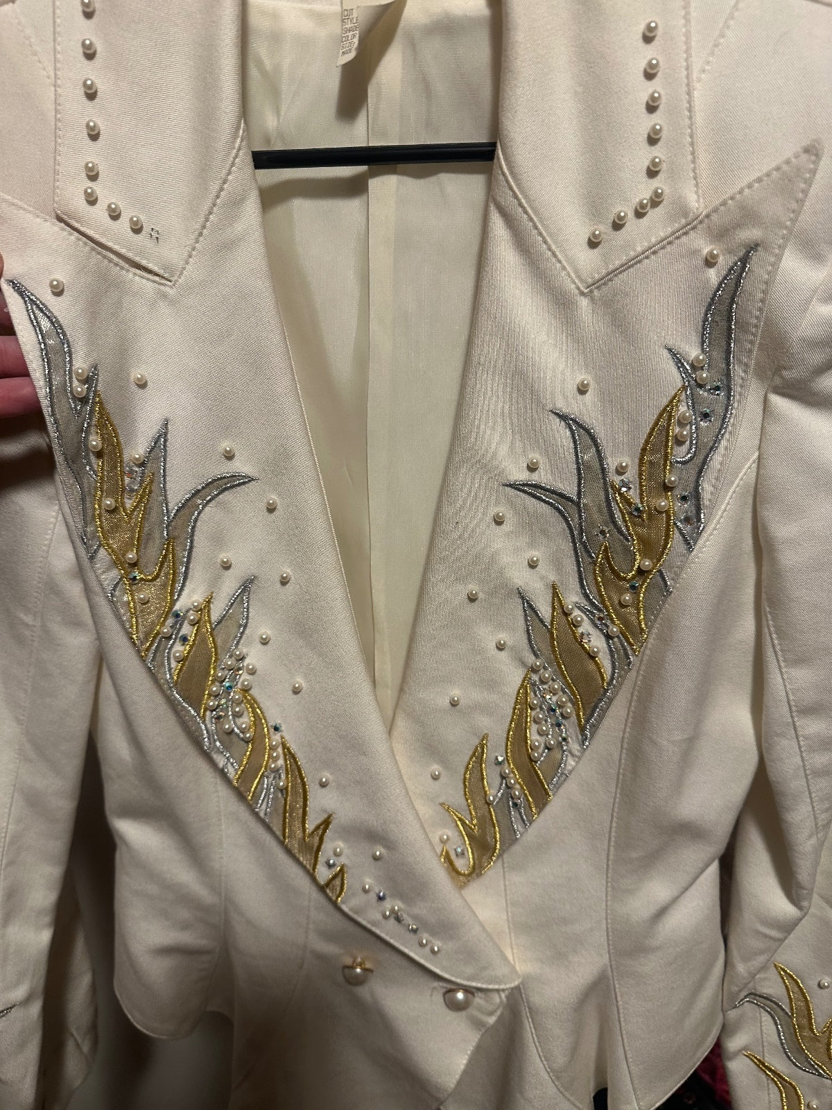 Vintage IIF White Gold & Silver Embellished Statement Blazer