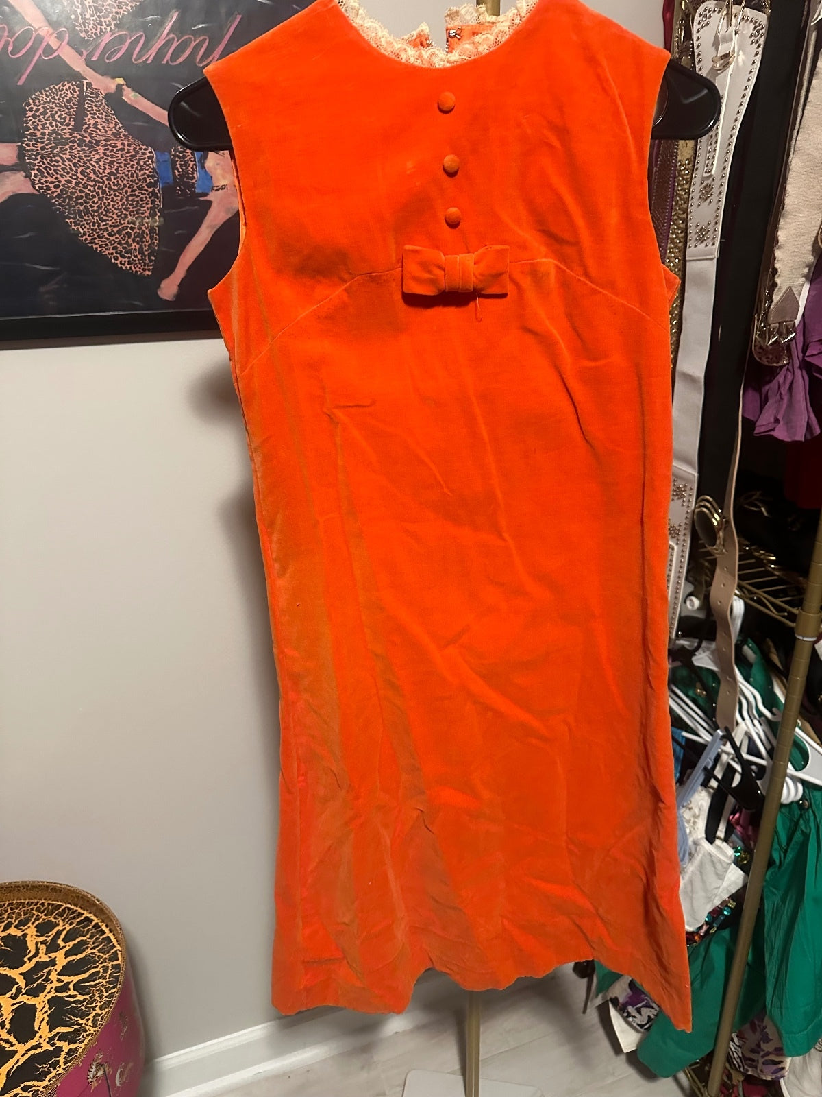 1960s Orange Mod Shift Dress