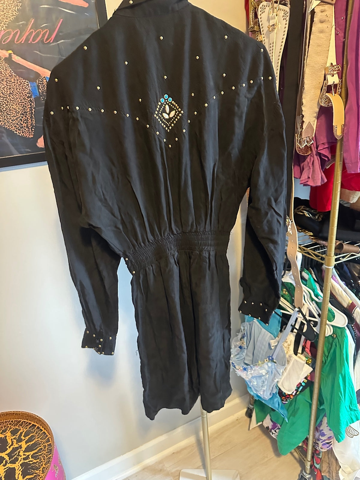 Vintage Cache Black Embellished Western Romper