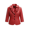 Victor Costa Coral Ruffle Collar Jacket