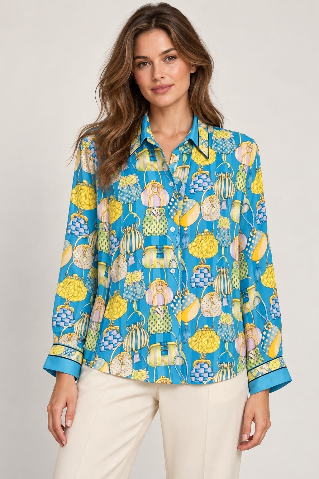 Silk Handbag Print Blouse