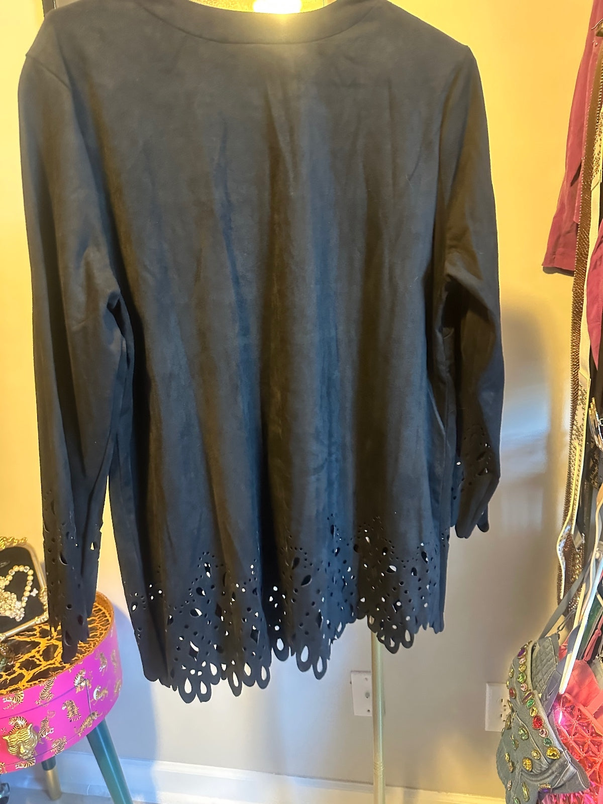 Bob Mackie Vintage Black Cutwork Scallop Hem Jacket