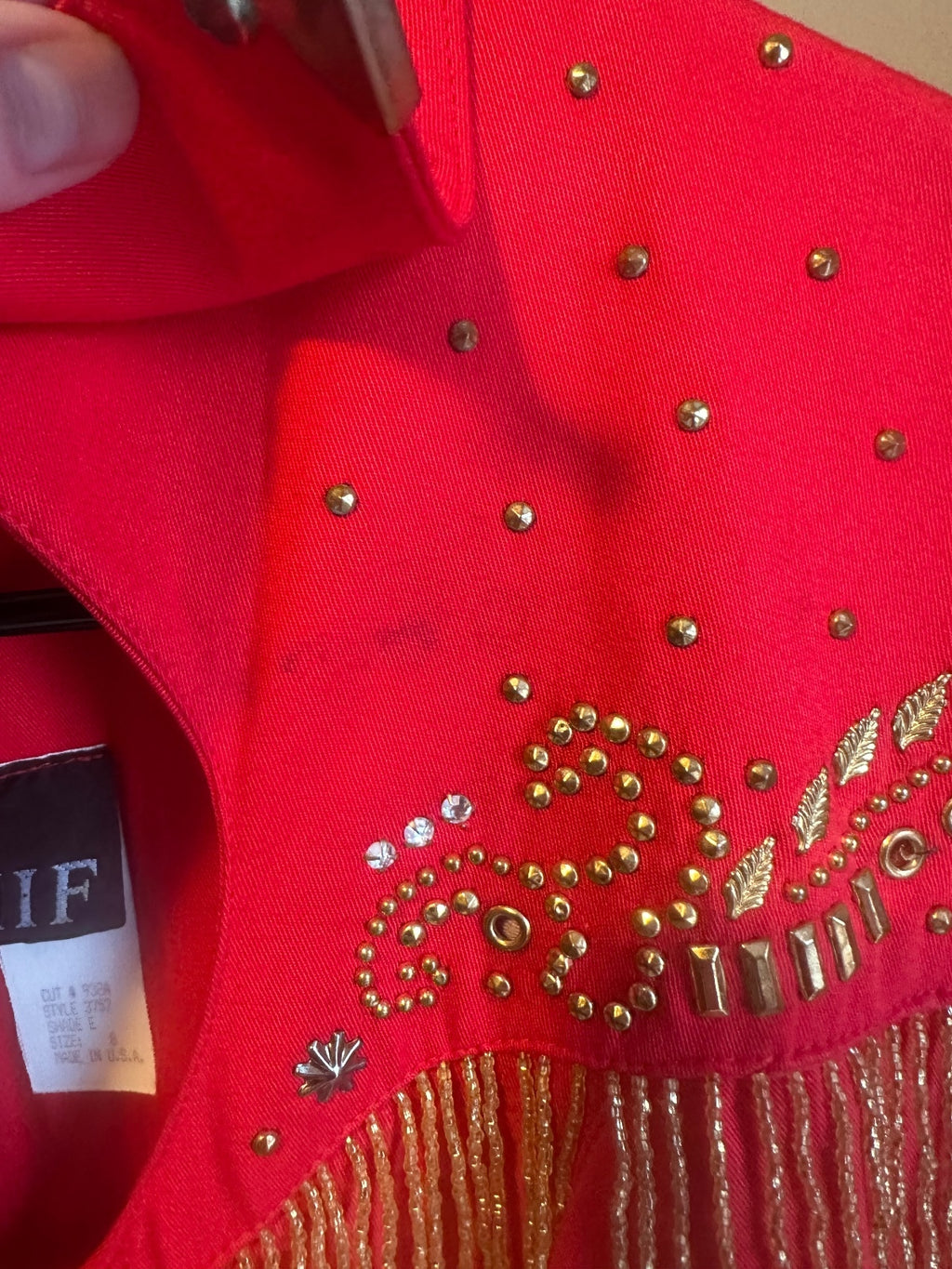 Vintage IIF Red Western Fringe Jumpsuit