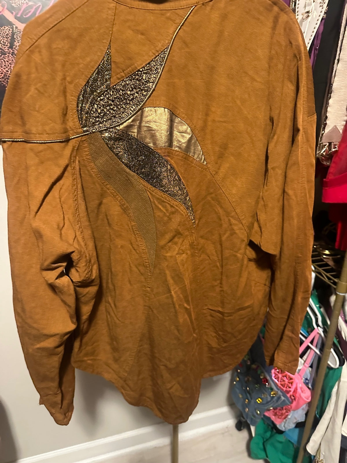 Vintage IIF Bronze & Gold Embellished Button-Front Top