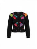 Micheal Simon Simon Sez Vintage Black Novelty Embroidered Cardigan