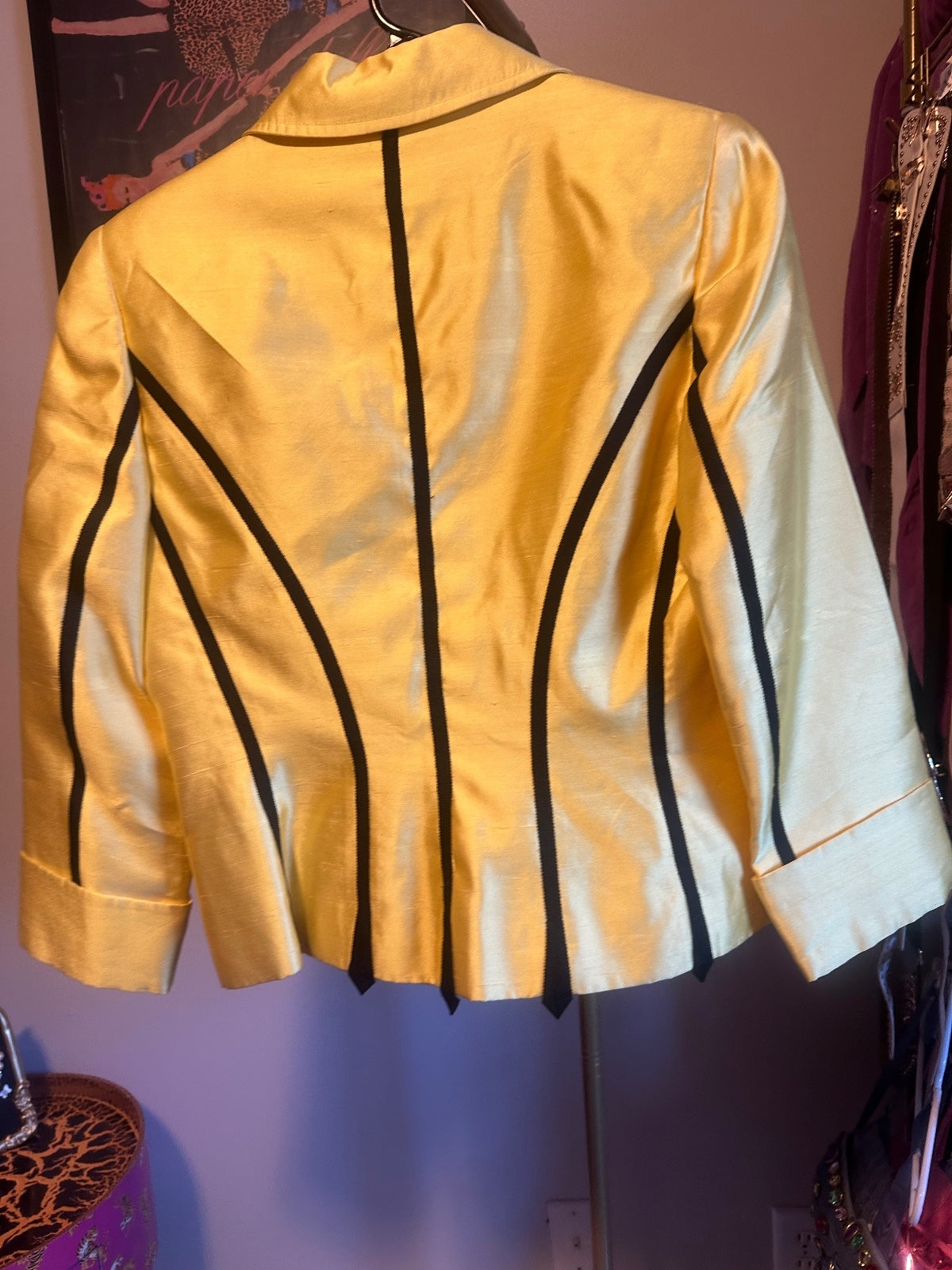 Carlisle Yellow Silk Fitted Statement Jacket