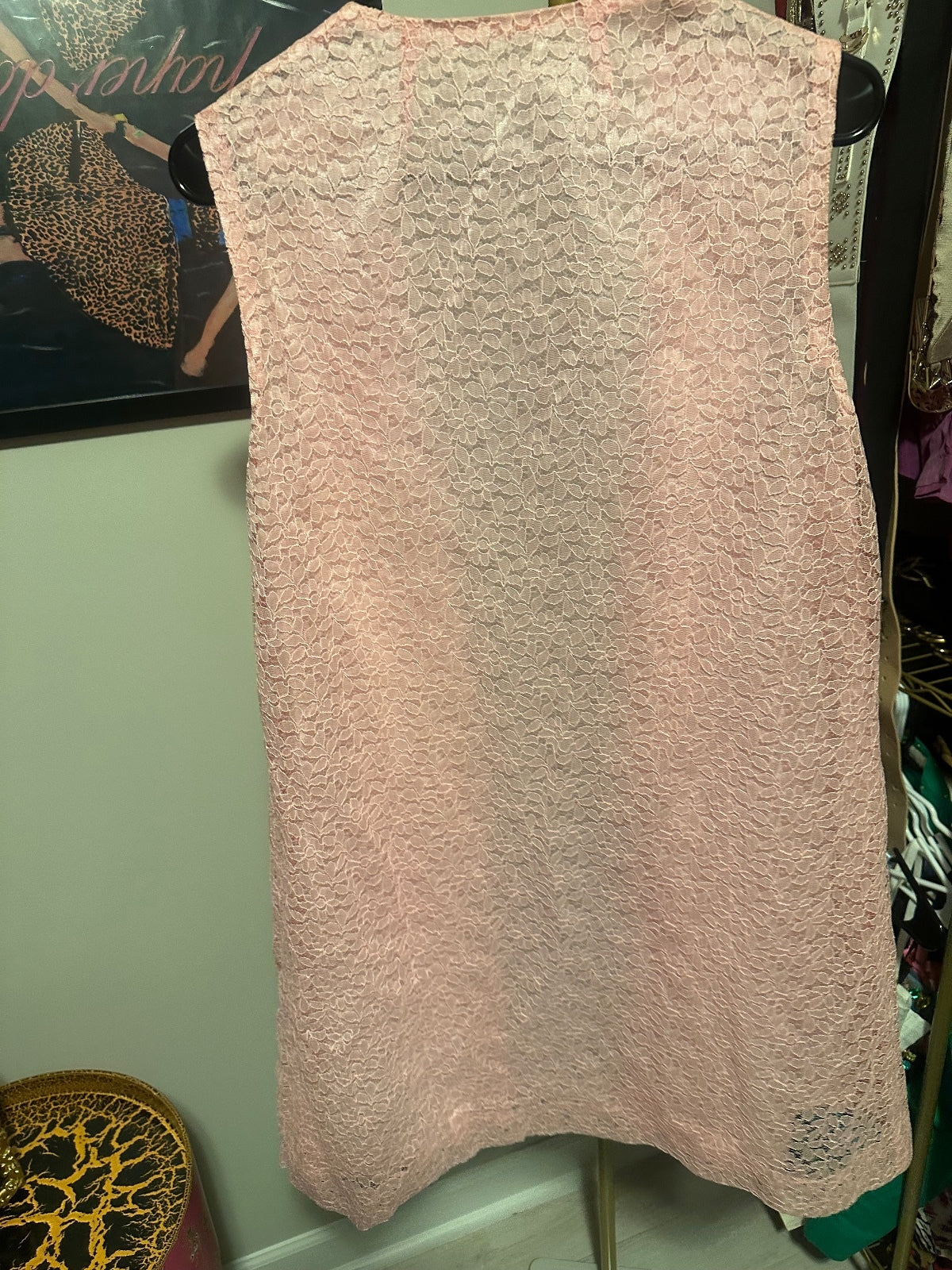 1970s Pink Lace Duster Vest