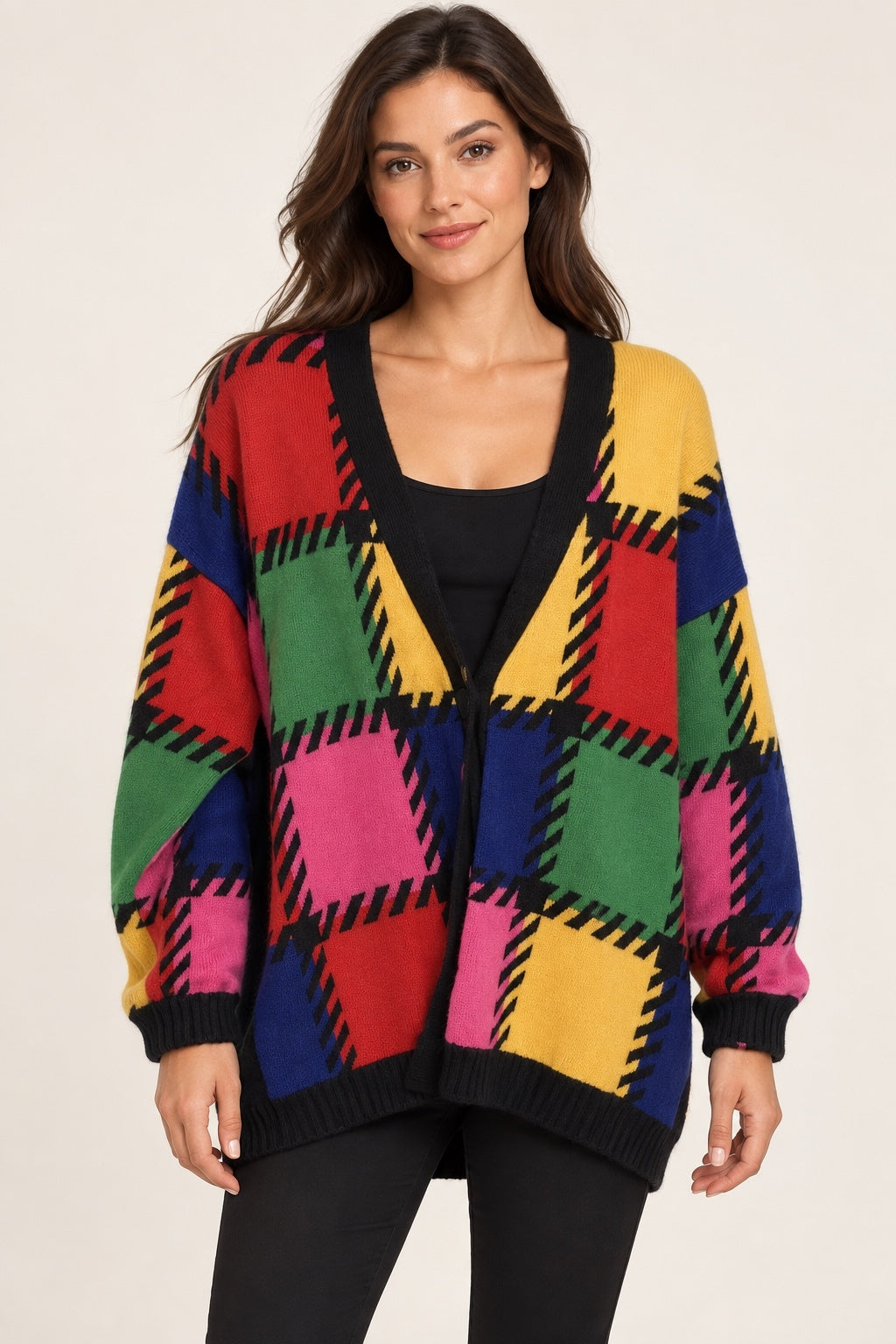 Vintage Escada Colorblock Knit Cardigan