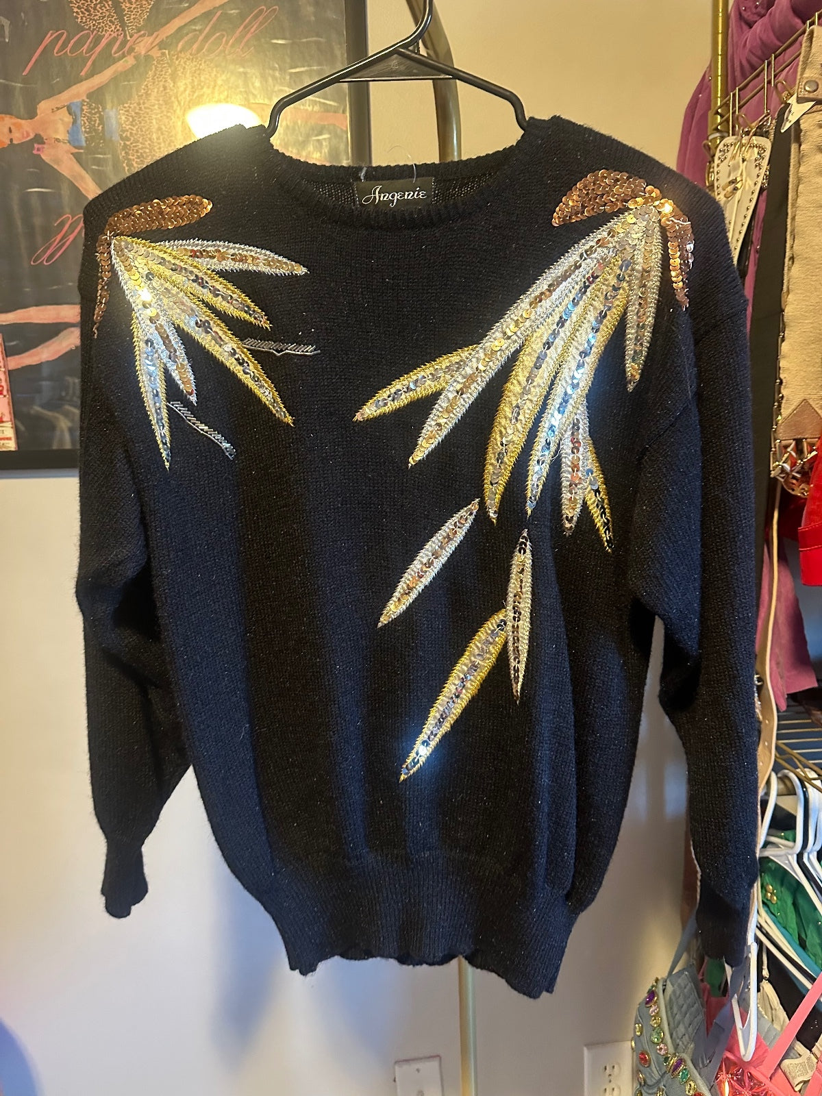 Black Gold & Silver Embellished Statement Sweater