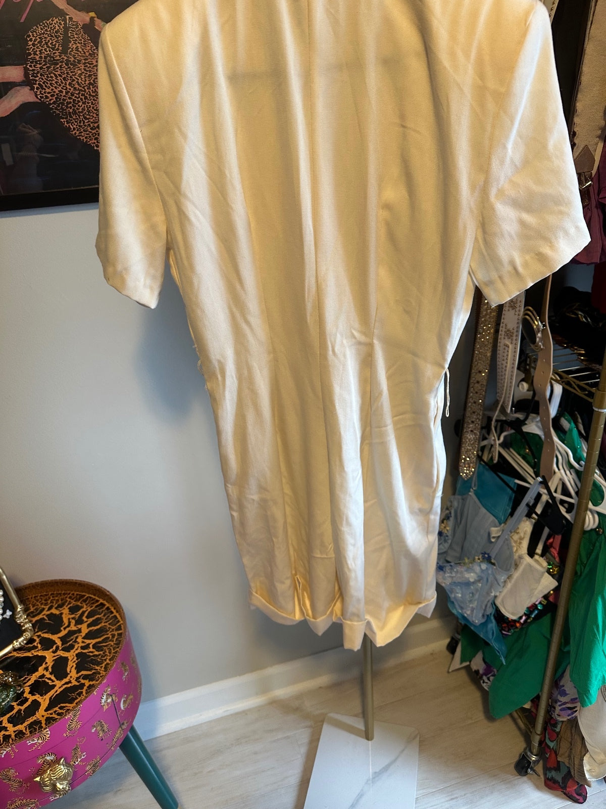 Ivory Double-Breasted Tailored Romper