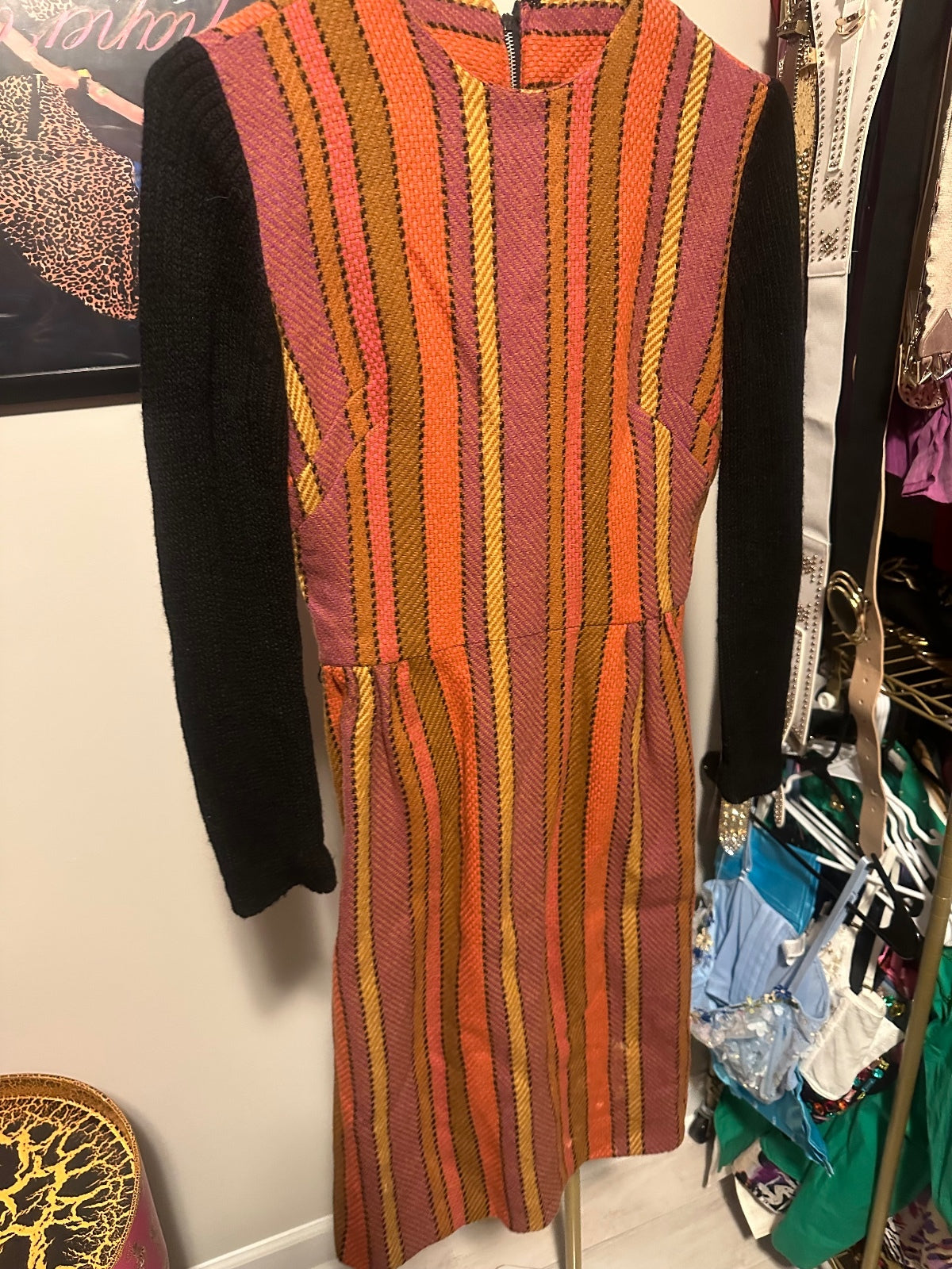 1960s Striped Wool Mod Dress