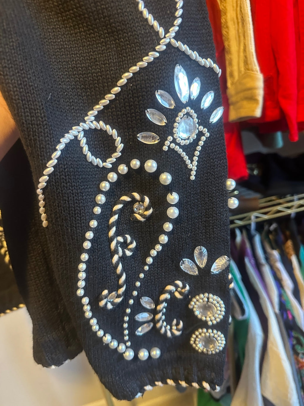 Vintage Michael Simon Embellished Black Knit Jacket