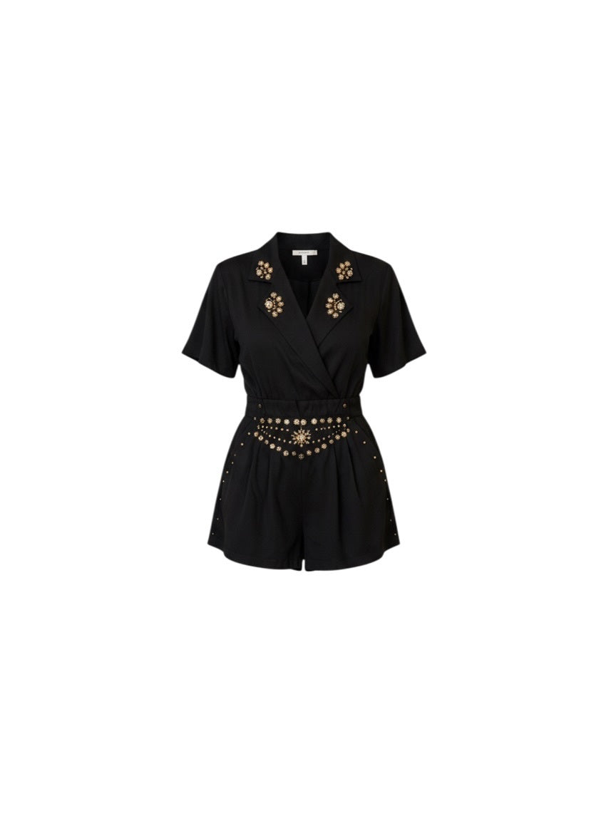 Rio Vintage Black Western Embellished Romper