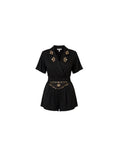 Rio Vintage Black Western Embellished Romper
