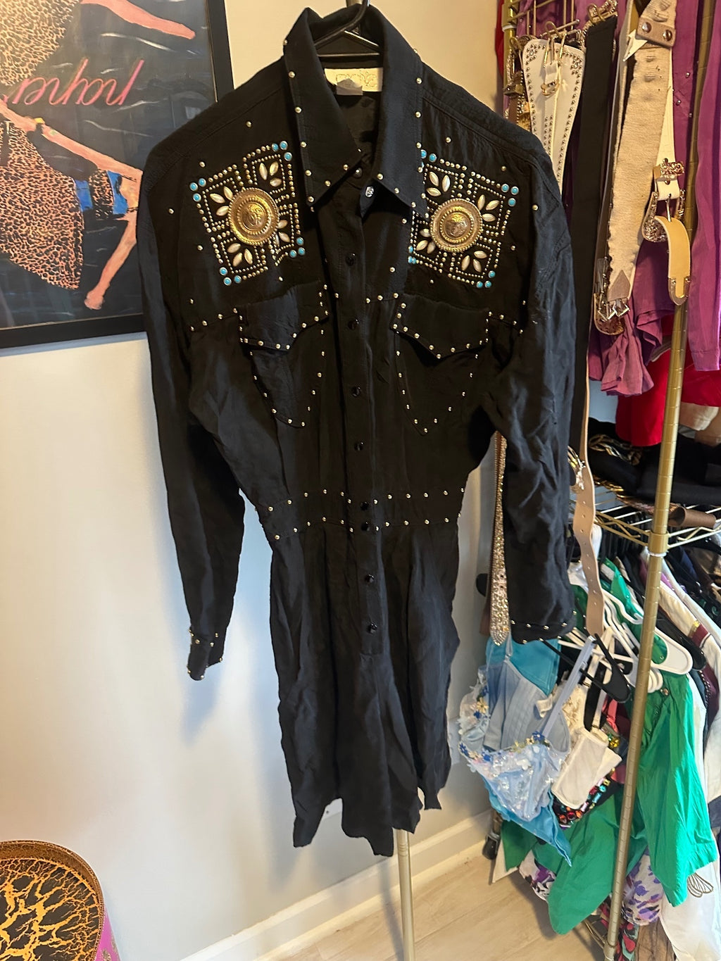 Vintage Cache Black Embellished Western Romper
