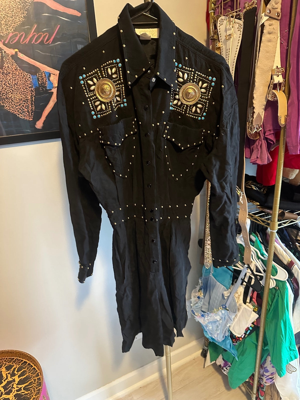 Vintage Cache Black Embellished Western Romper