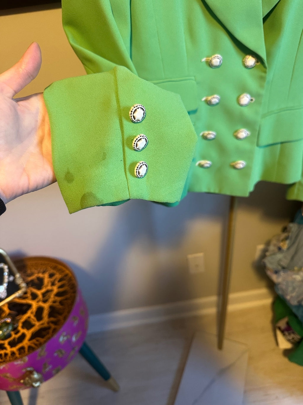 Cache Vintage Green Double Breasted Suit