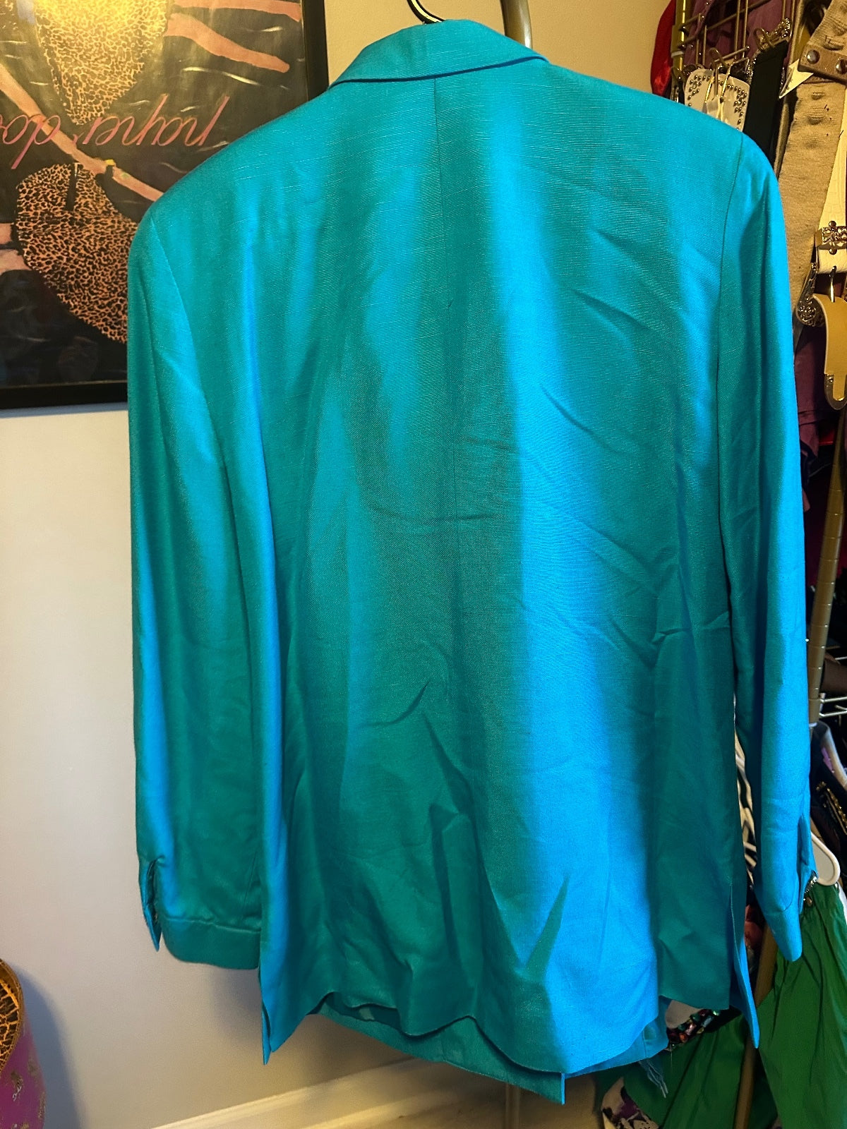 Doncaster Vintage Turquoise Gold Button Skirt Suit
