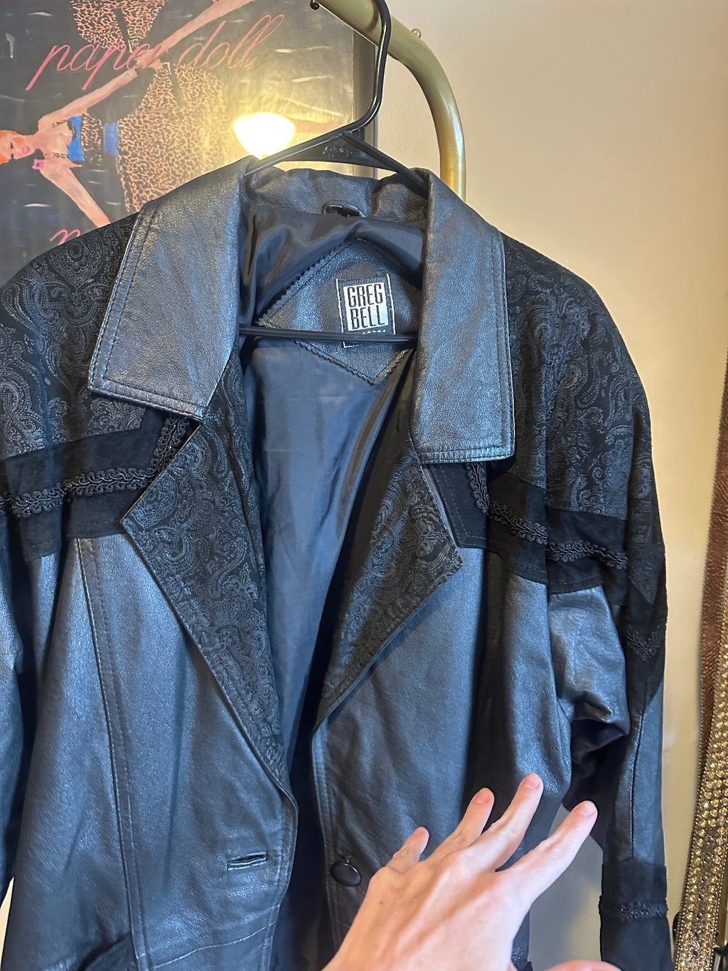 Vintage Black & Charcoal Leather Trench Coat