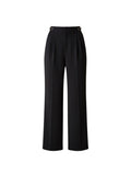 St. John Black Wool Wide-Leg Cropped Trousers