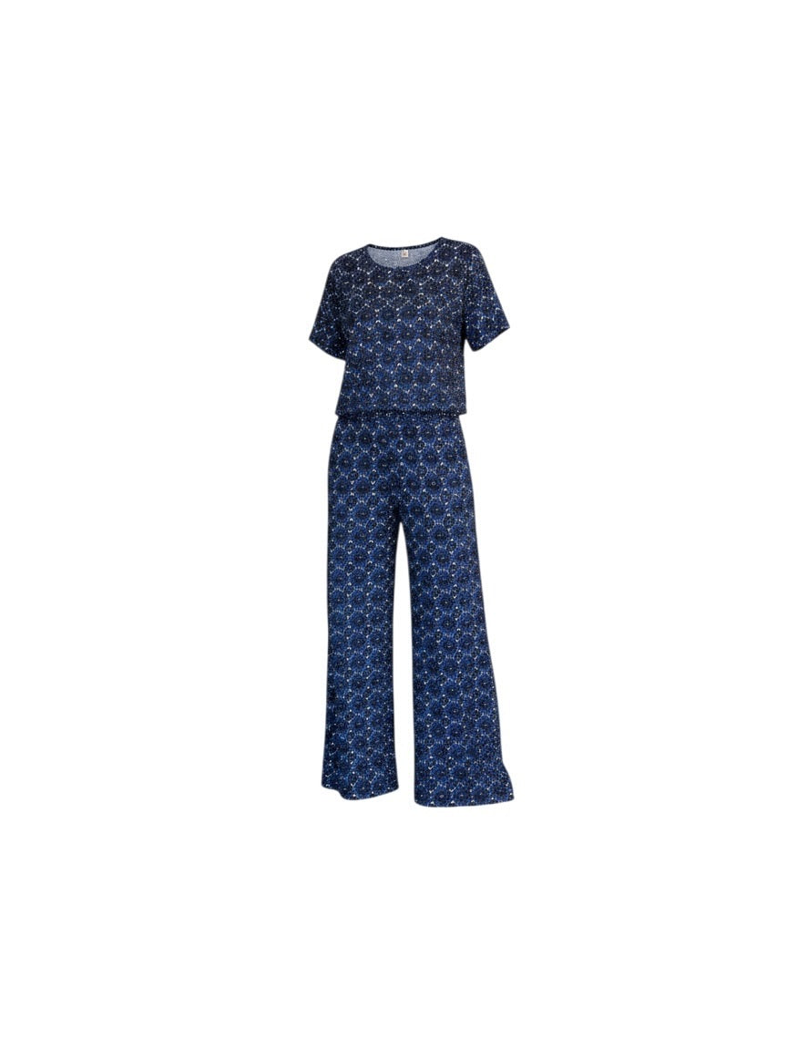 St. John Silk Blue Print Lounge Set