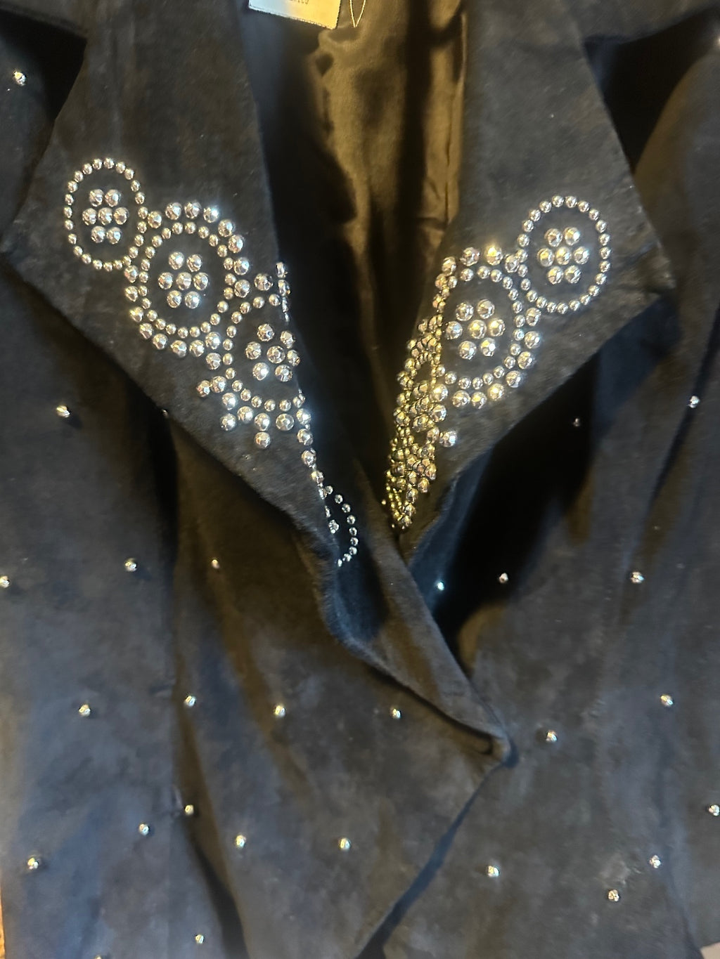 Vintage Karen Okada Black Leather Embellished Peplum Jacket