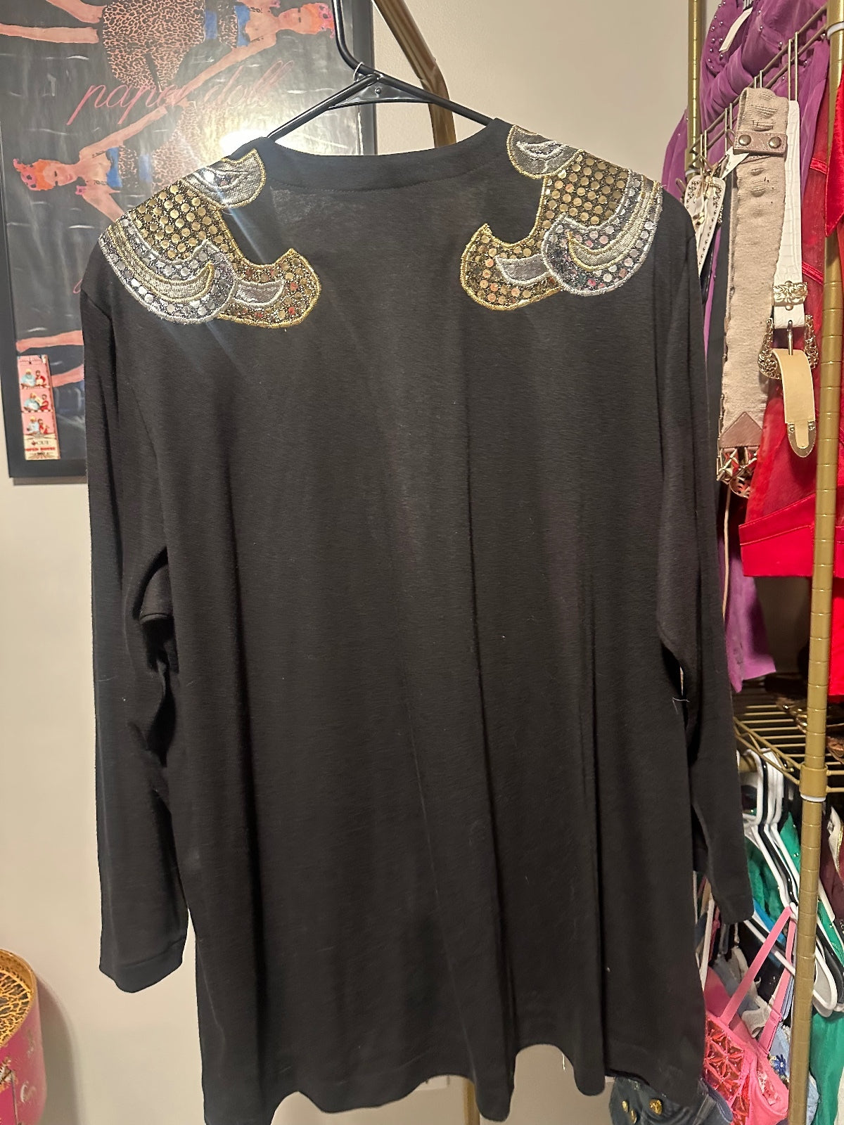 Vintage Black Gold & Silver Embellished Cardigan