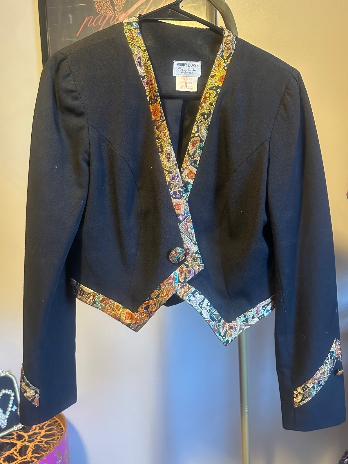 Vintage Hobby Horse Black Paisley Trim Blazer