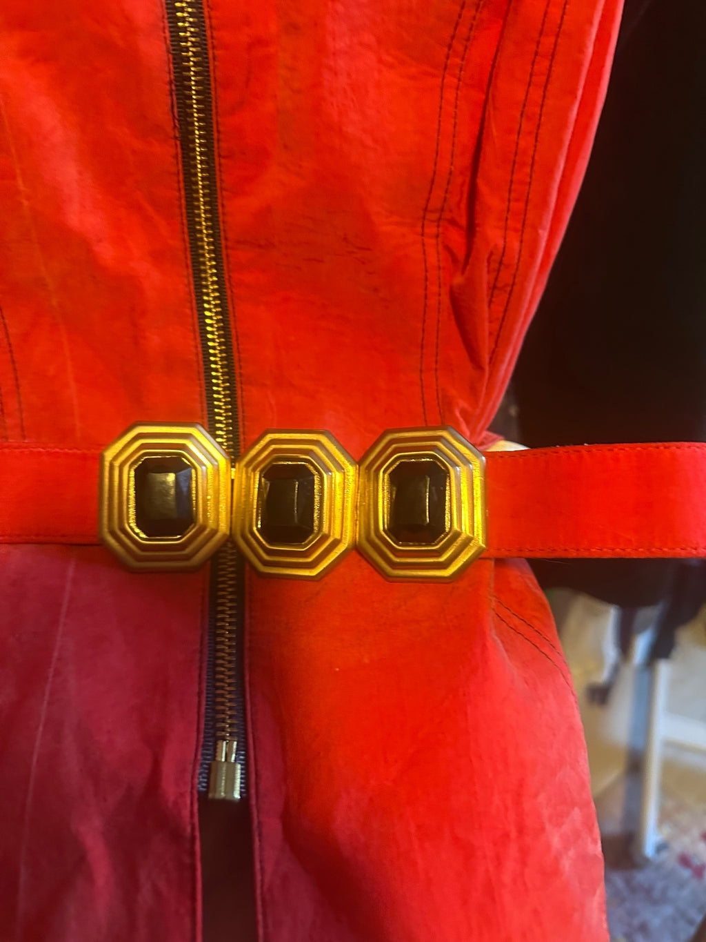 Vintage IIF Red & Black Belted Jacket