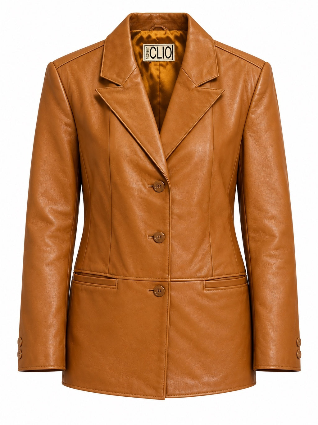 Vintage Clio Cognac Leather Blazer