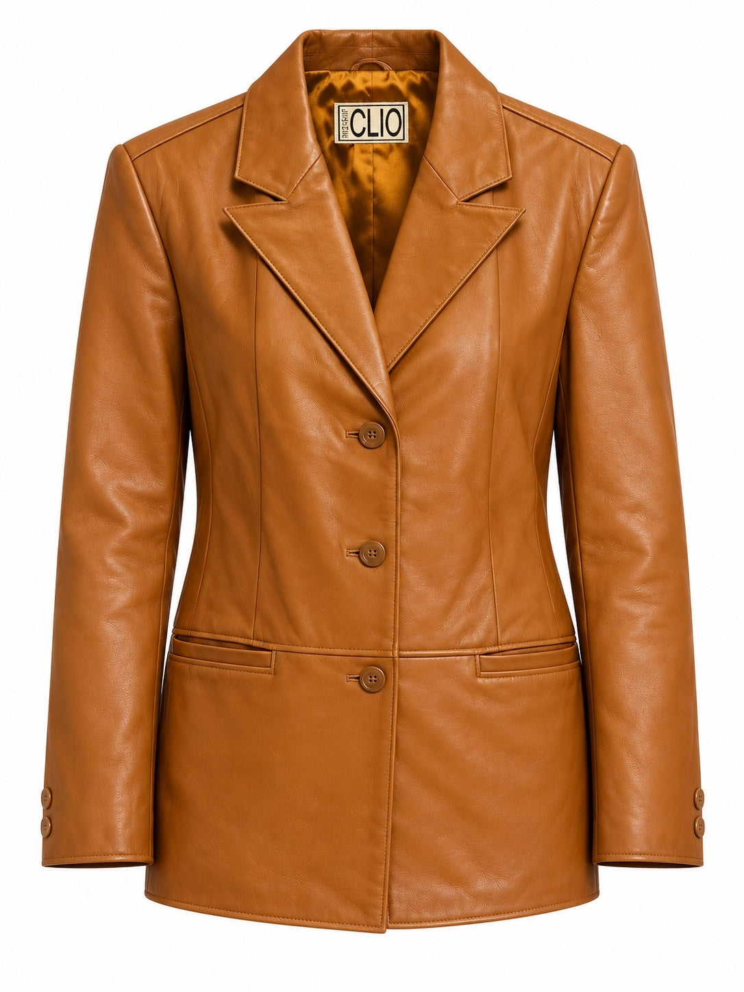 Vintage Clio Cognac Leather Blazer