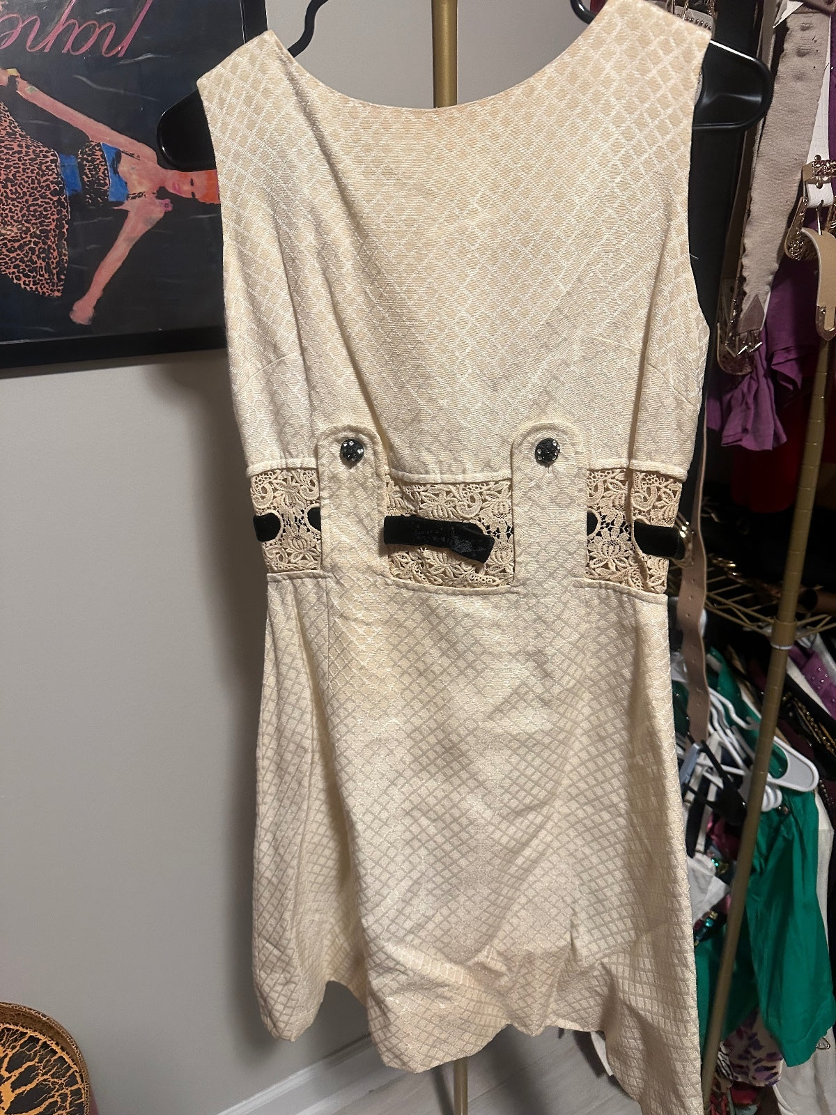 1960s Ivory Mod Belted Shift Dress