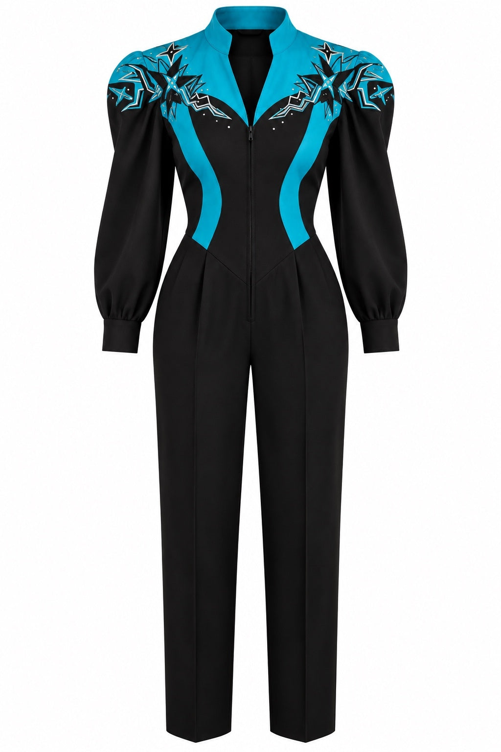 Vintage IIF Black & Turquoise Embellished Jumpsuit