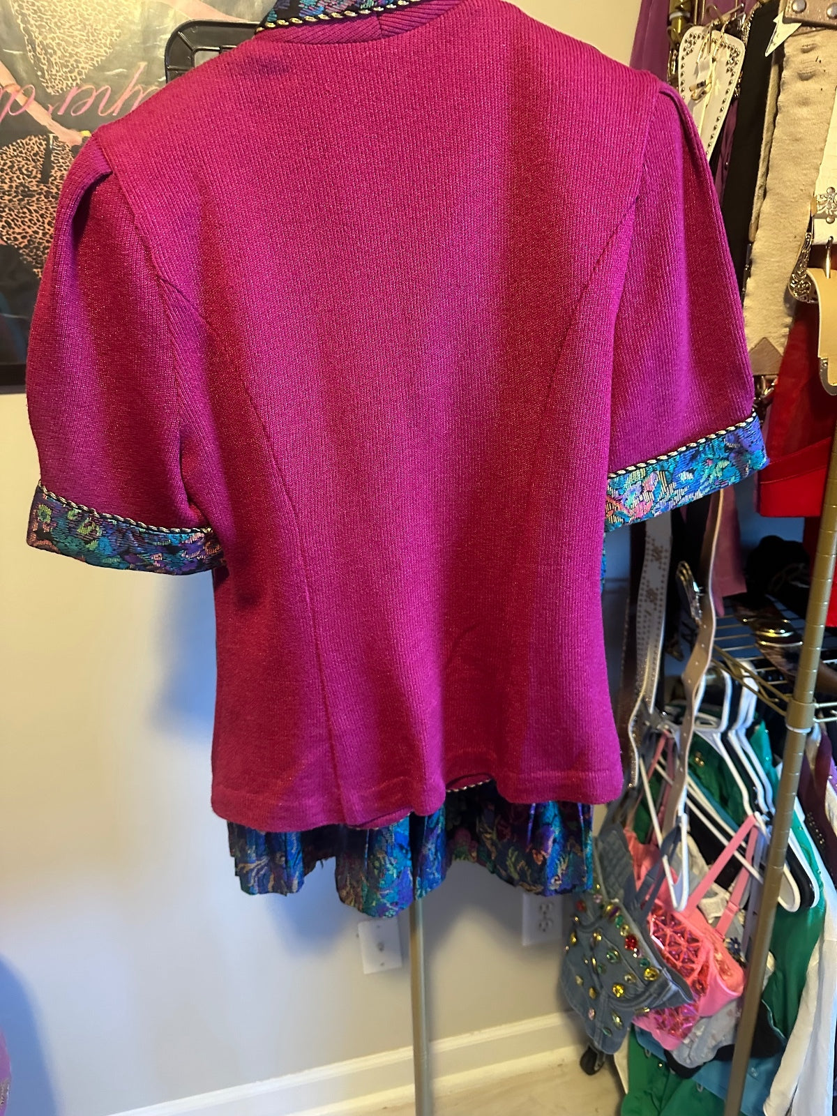 Vintage Jeffrey & Dara by Linda Hutley Magenta Blazer & Floral Skirt Set