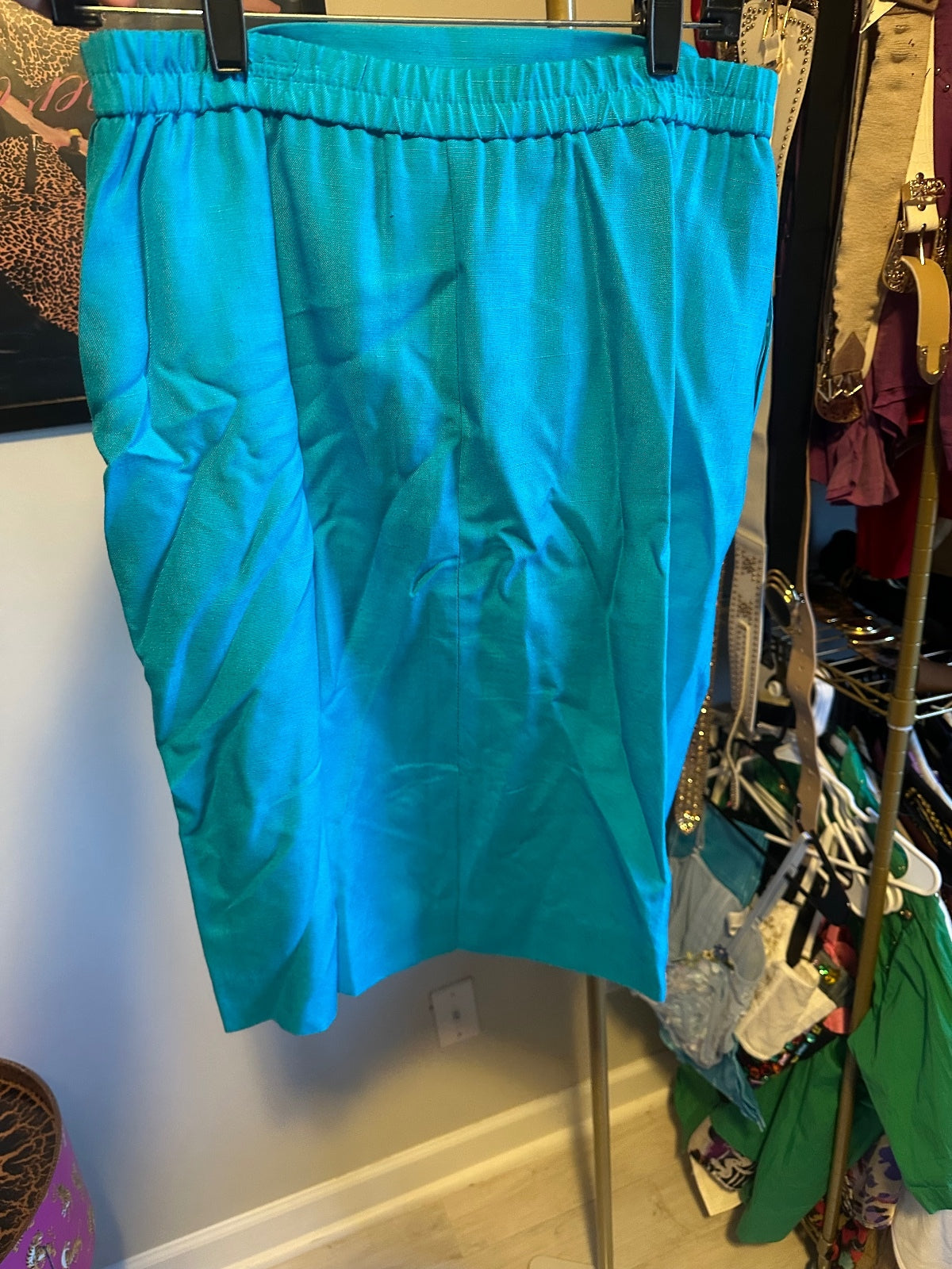 Doncaster Vintage Turquoise Gold Button Skirt Suit