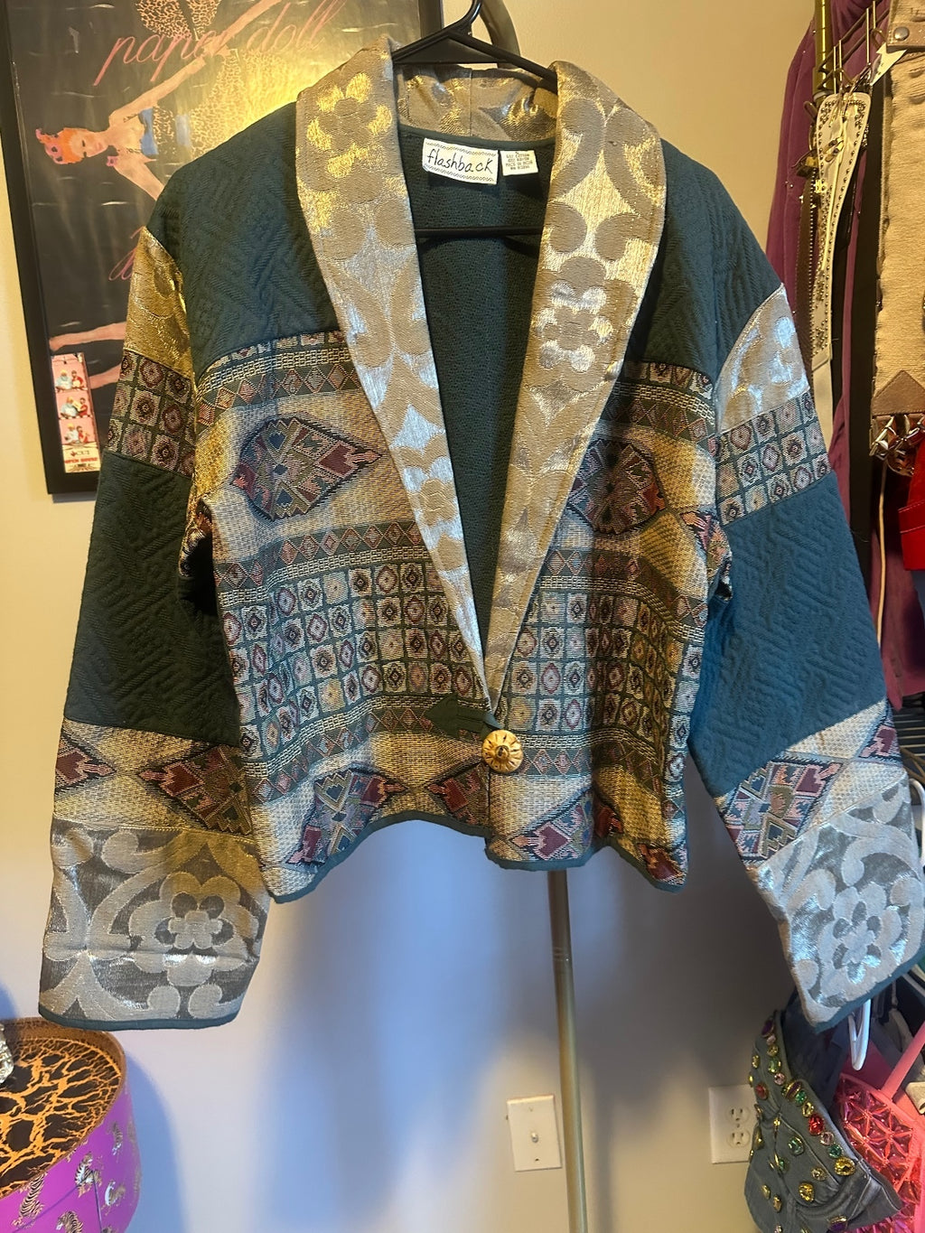 Vintage Flashback Patchwork Cropped Blazer