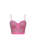 Hot Pink Mirrored Bustier Crop Top
