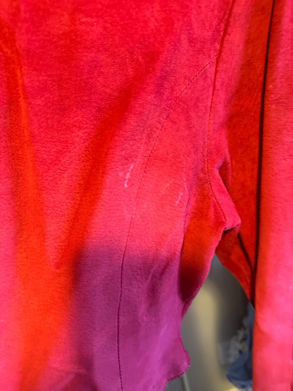 Chia Red Leather Two-Piece Cropped Jacket & Mini Skirt Set