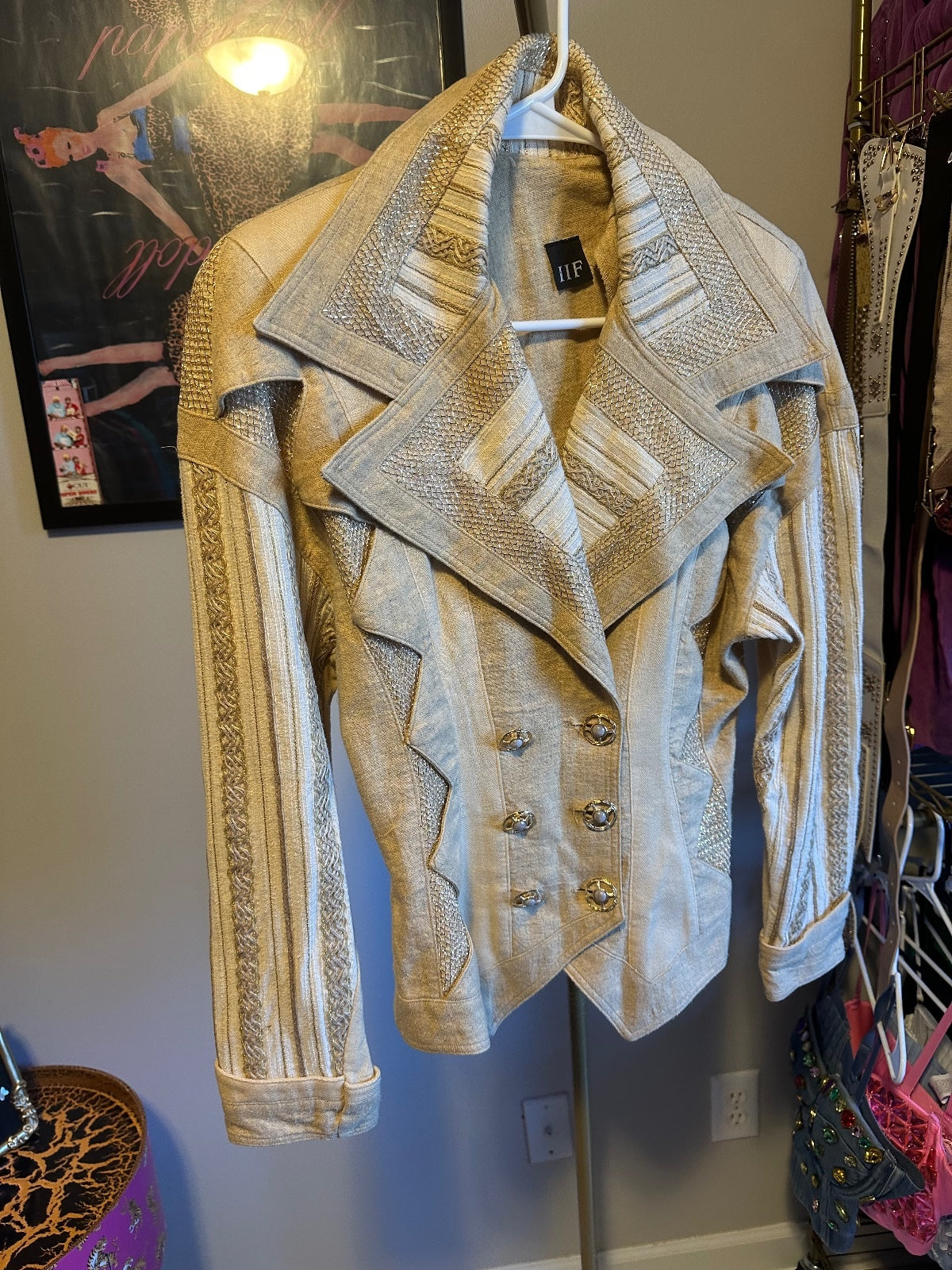 Vintage IIF Tan & Ivory Tailored Skirt Suit