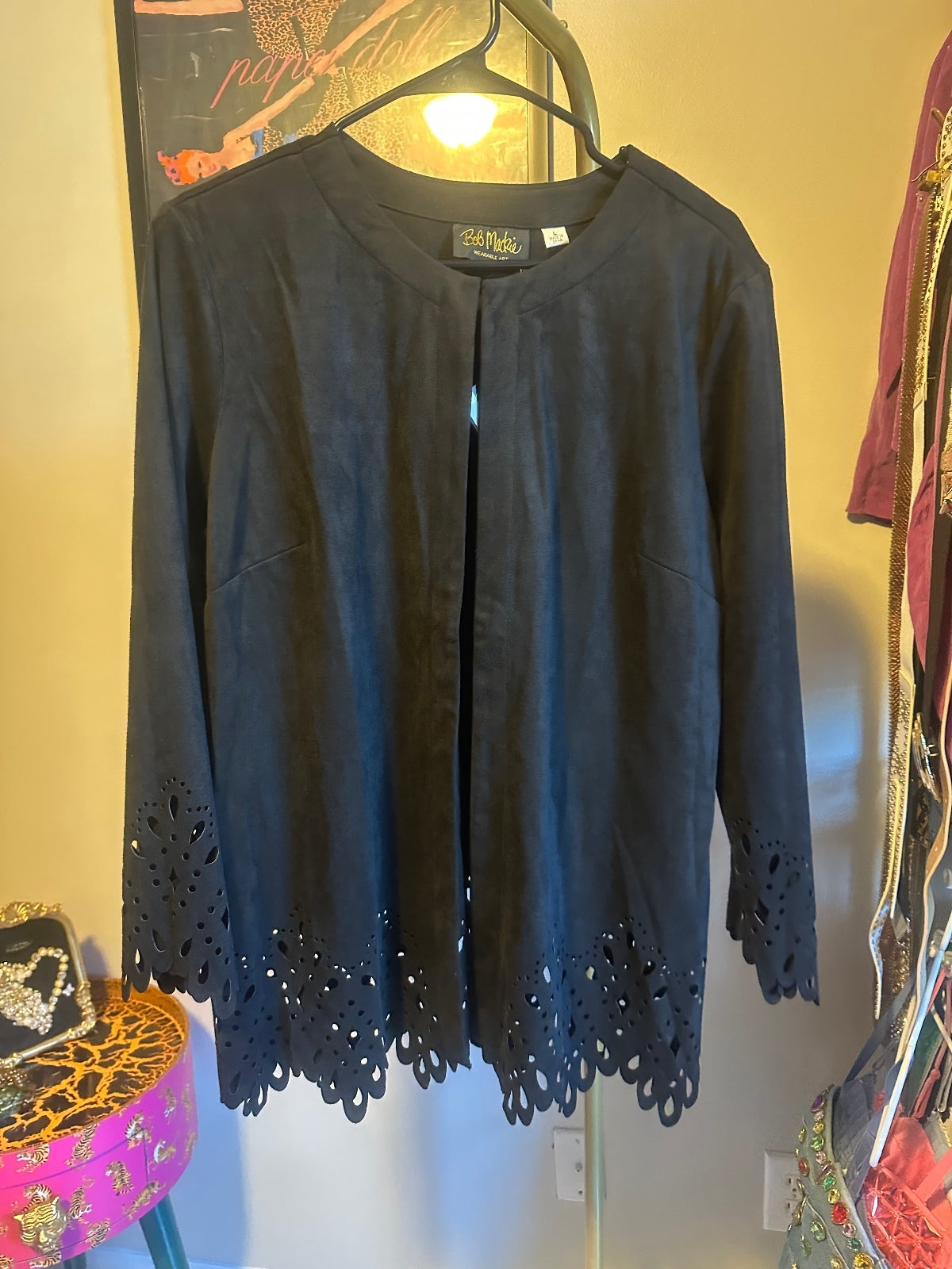 Bob Mackie Vintage Black Cutwork Scallop Hem Jacket