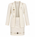 Vintage Embellished Ivory Skirt Suit