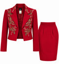 Vintage IIF Red Embellished Skirt Suit