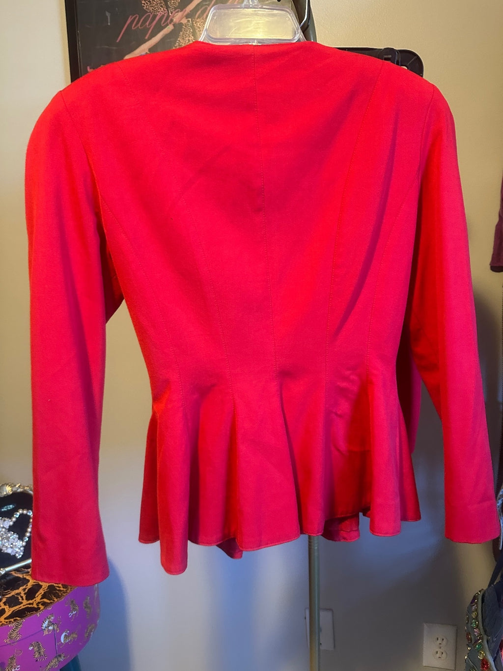 Vintage IIF Red Embellished Peplum Skirt Suit