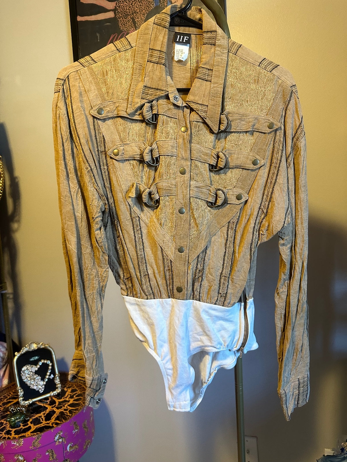 IIF Tan Western Buckle Bodysuit