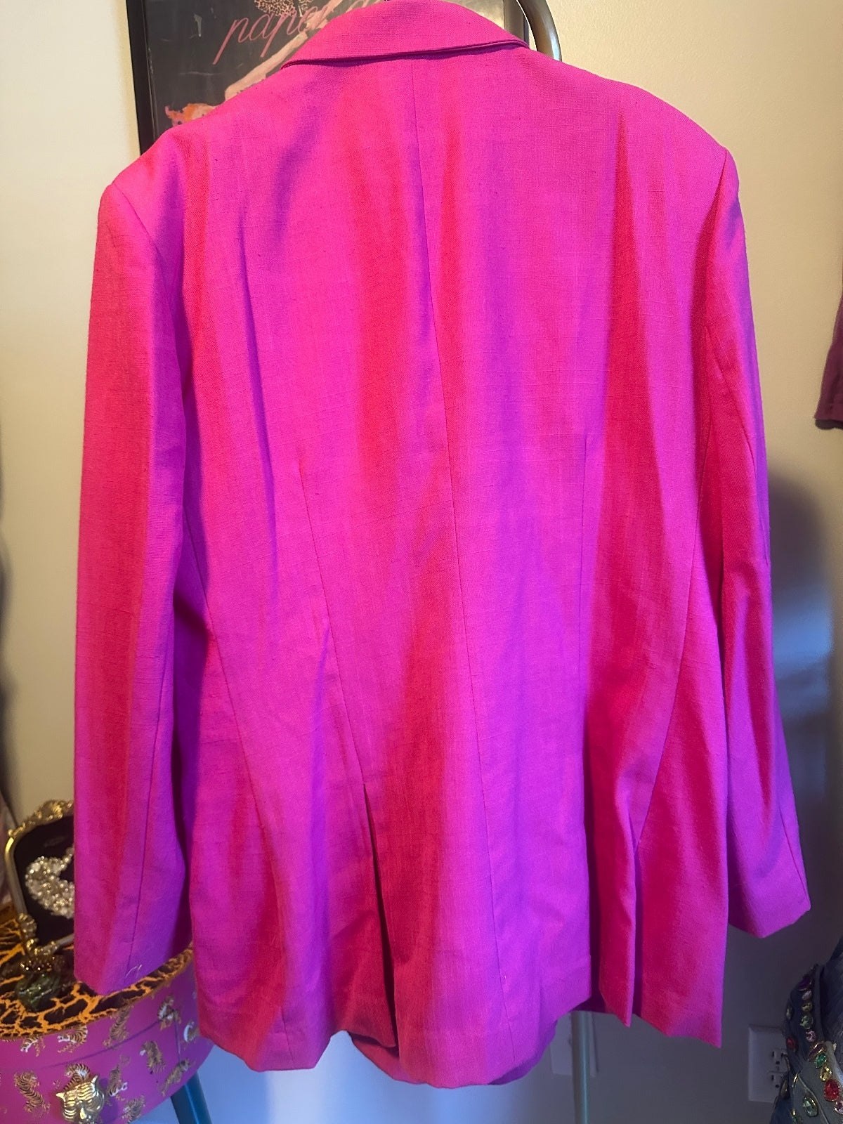 Hot Pink & Gold Embellished Statement Blazer